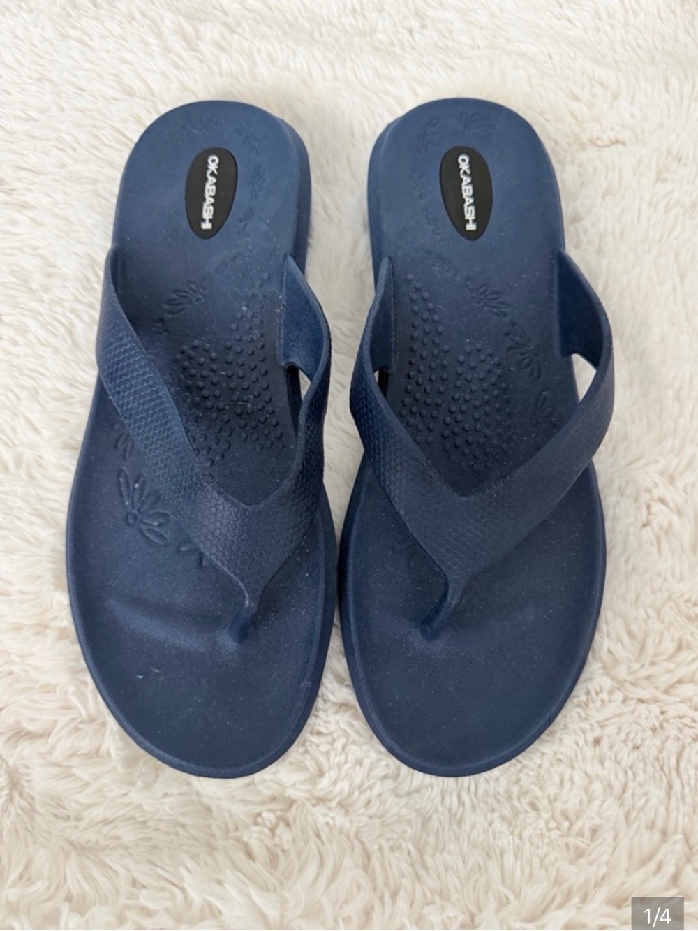 Okabashi Navy Blue Thong Sandals woman’s size 9.5 to 10 size L